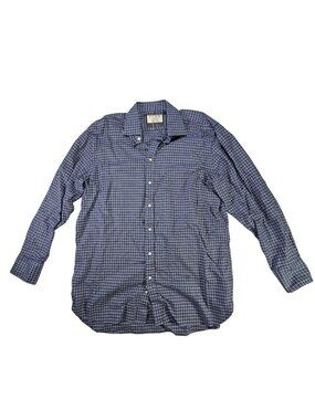 Thomas Pink The Prestige Button-Down Shirt Men's Size 16.5/35 Blue Houndstooth